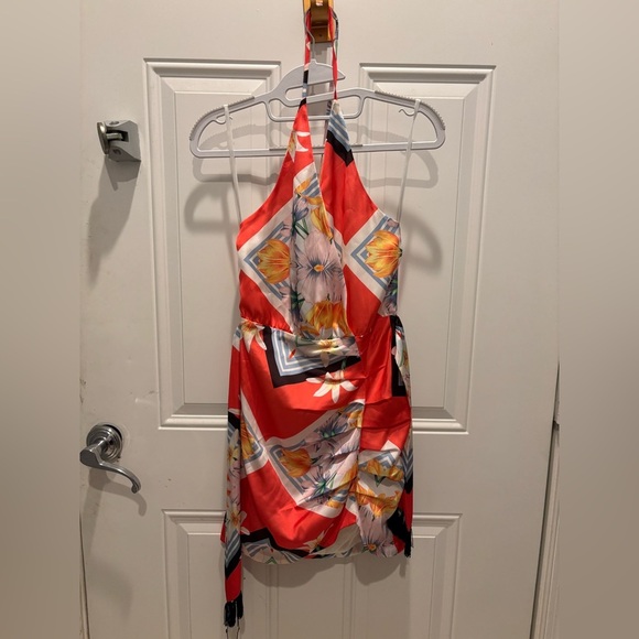 Song Of Style Waist Tie Tassels Floral Print Jemma Mini Dress Red Womens Size XS - Picture 2 of 5